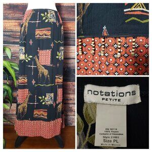 Notations Vintage Maxi Skirt PL Beaded Fringe Safari Bohemian